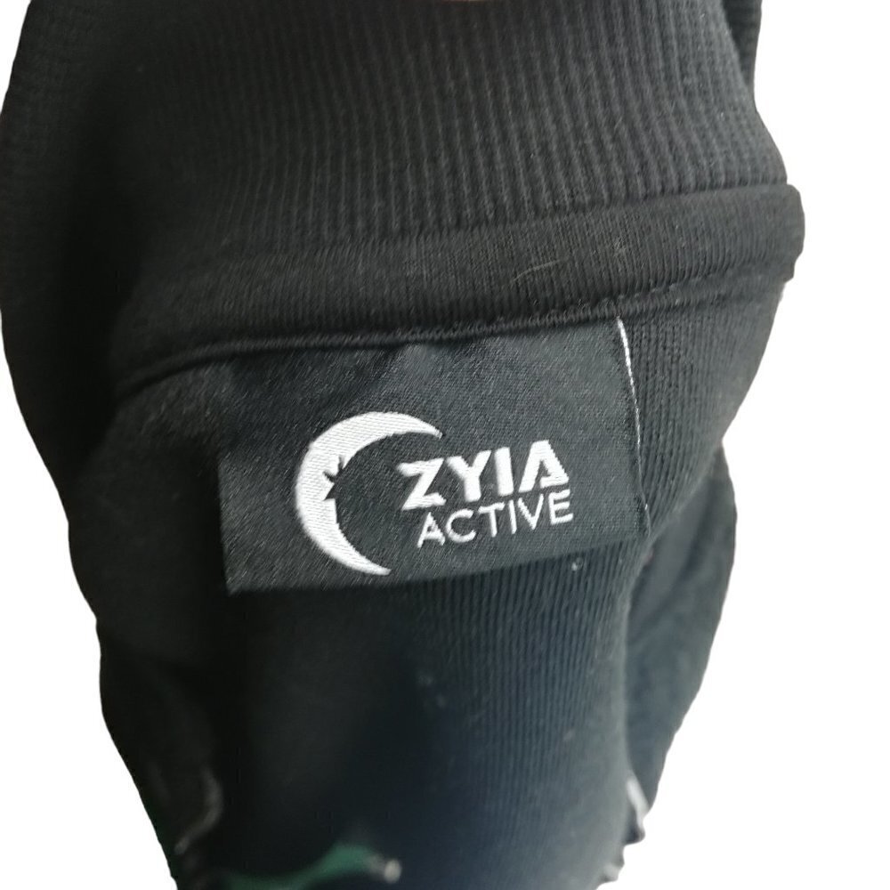 Zyia Active Leopard Flying V Teddy Bear Fleece Jacket Size  L Black Bomber Zip - Picture 2 of 14